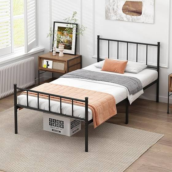Metal Platform Bed Frame With Headboard